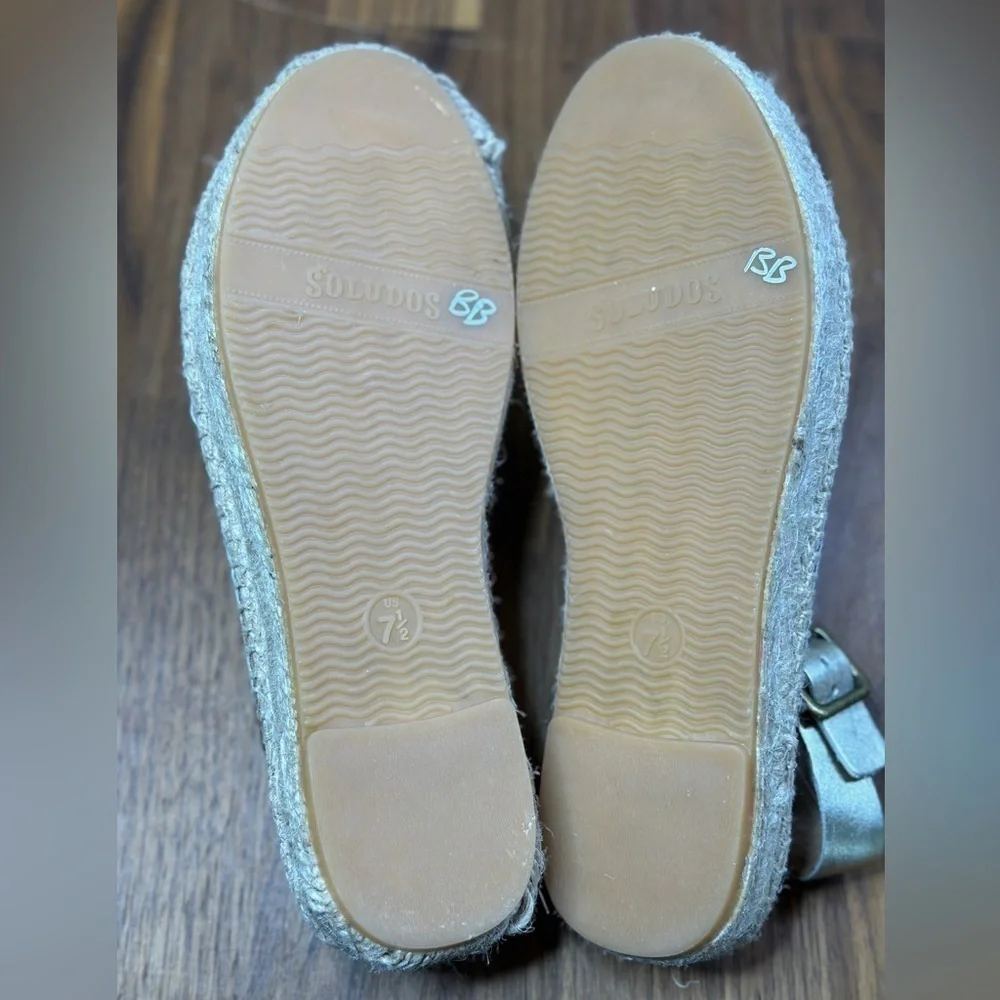 Soludos Eloise Espadrille Sandals Platinum (Gold) 7.5 NWOB